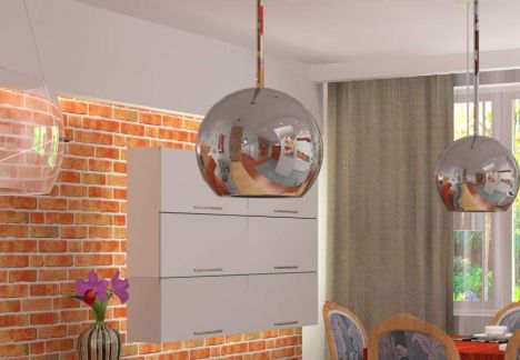 Projekt i aranżacja mieszkania w kamienicy ze ścianą z cegły w tle