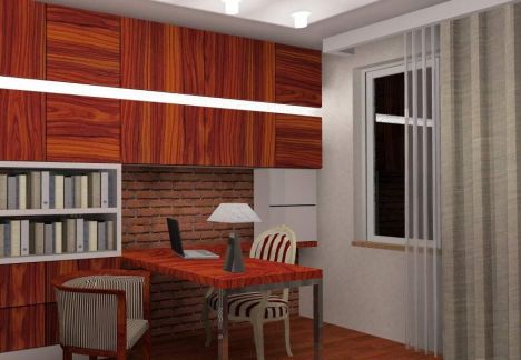 Projekt i aranżacja mieszkania w kamienicy ze ścianą z cegły w tle