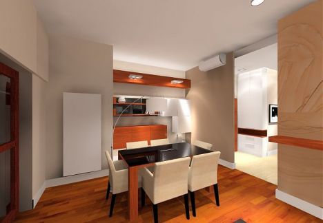 salon z kuchnią i kącik telewizyjny