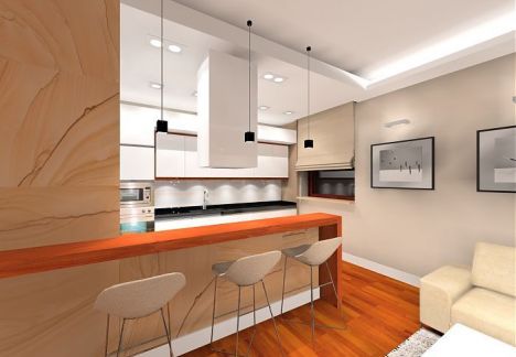 salon z kuchnią i kącik telewizyjny