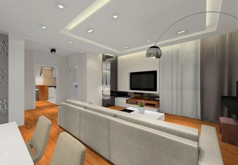 Elegancki przestronny dom, na podłodze deski z orzecha Elegancki przestronny dom, na podłodze deski z orzecha