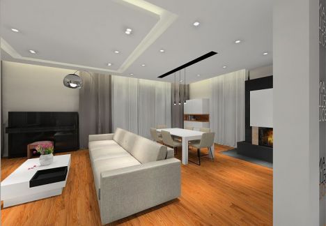 Elegancki przestronny dom, na podłodze deski z orzecha Elegancki przestronny dom, na podłodze deski z orzecha