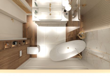 Wanna wolnostojąca i prysznic w łazience w domu.