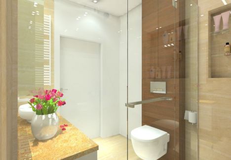 Łazienka trawertyn - mała łazienka 