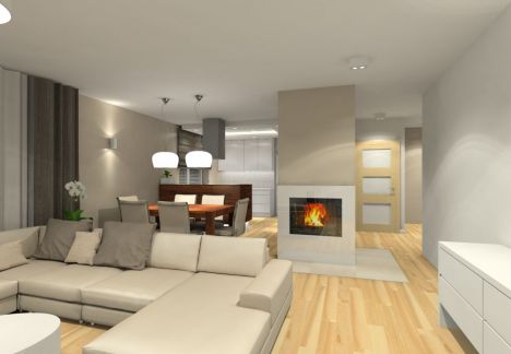 Projekt wnętrza domu pod Warszawą.