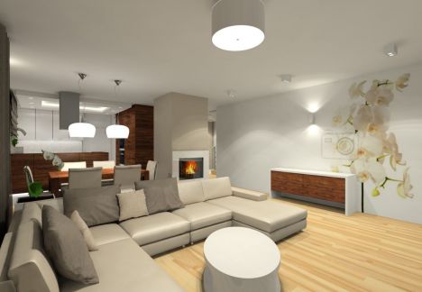 Projekt wnętrza domu pod Warszawą.