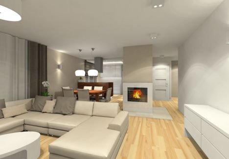 Projekt wnętrza domu pod Warszawą.