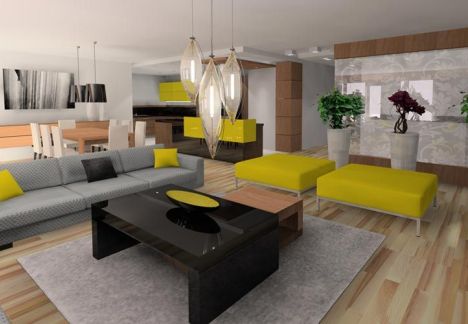 Przestronny salon z jadalnią projekt i wykonanie- MKdezere