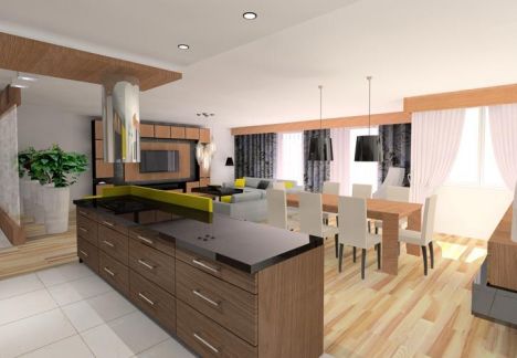 architekt wnętrz - widna kuchnia i przestronny salon