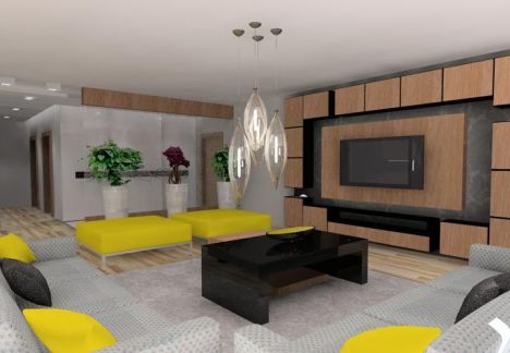 nowoczesny salon - wnętrze zaprojektowane przez MKdezere