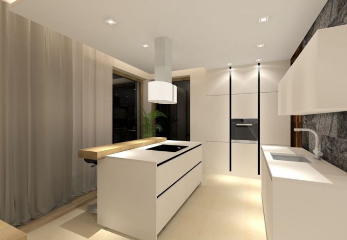 kuchnia w bieli z wyspą.