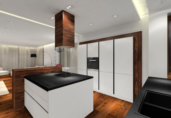 Projekt domu pod warszawą z wykorzystaniem podłogi z jesionu termo i palisandru.