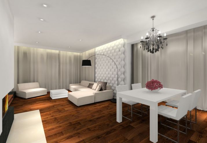 Projekt domu pod warszawą z wykorzystaniem podłogi z jesionu termo i palisandru.