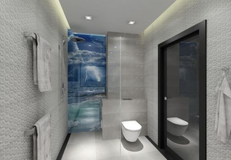 Projekt łazienki dekoracyjne oświetlenie